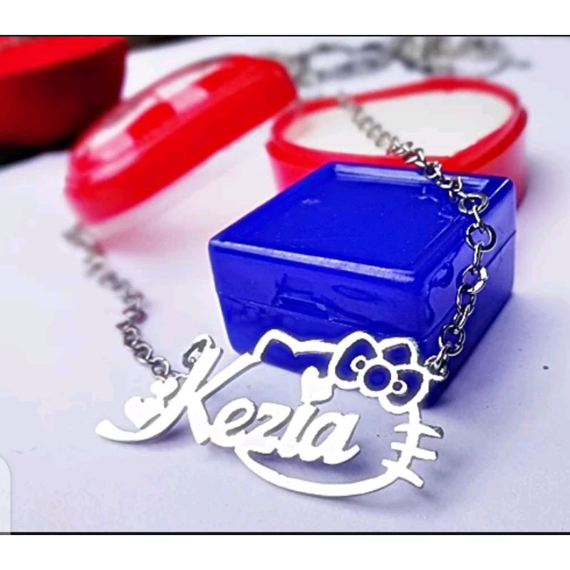 Kalung nama anak perempuan hello kitty titanium anti karat necklace custom asesoris KN-05