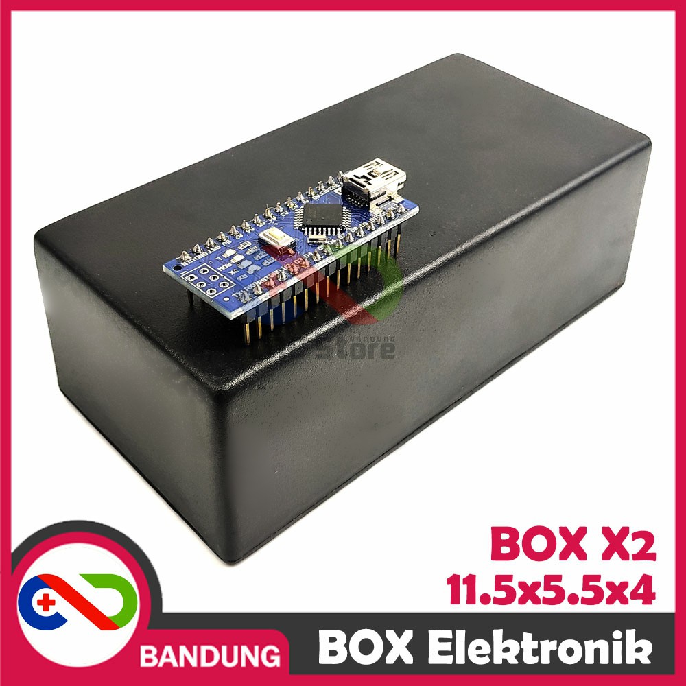 BOX ELEKTRONIK X2 KOTAK RANGKAIAN ARDUINO 11.5x5.5x4 CASING BLACK BOX