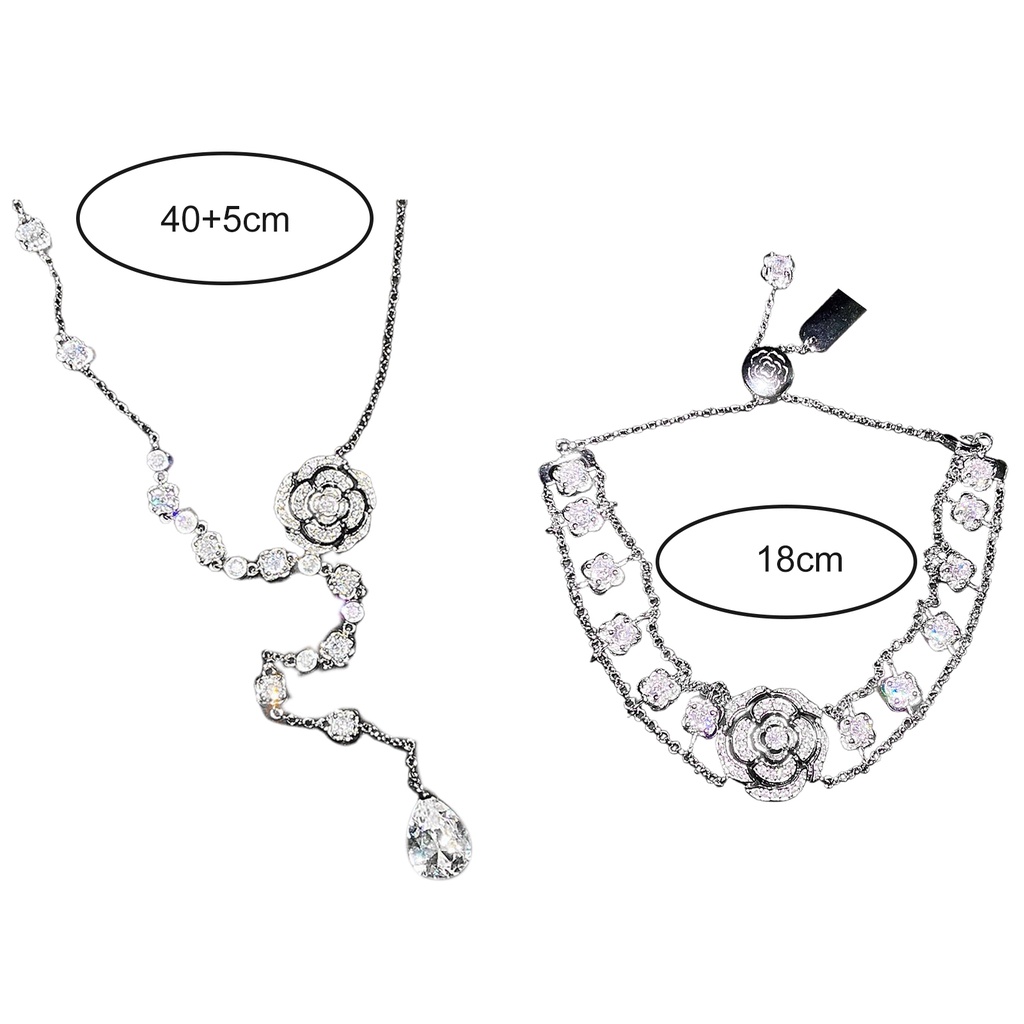 Hu Hu Hu Hu Hu Alat Bantu Pasang Kacamata♡ Kalung Gelang Stud Desain Camellia Bahan Tembaga Gaya Vintage Untuk Wanita