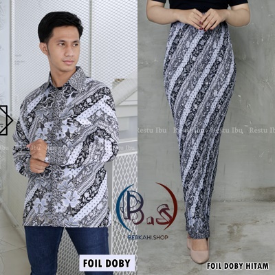 BATIK COUPLE / BAJU BATIK COUPLE / BATIK SET / SETELAN COUPLE ROK PLISKET / ROK PLISKET COUPLE KAMEJA BATIK / COUPLE MURAH / ROK PLISKET COUPLE LENGAN PANJANG / ROK BATIK PLISKET COUPLE/ MOTIF FOIL DOBY HITAM