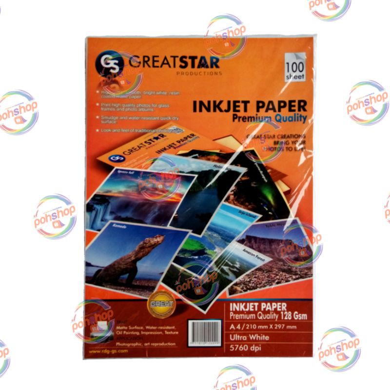 

Great Star Inkjet Paper Premium Quality A4/128gsm 100's