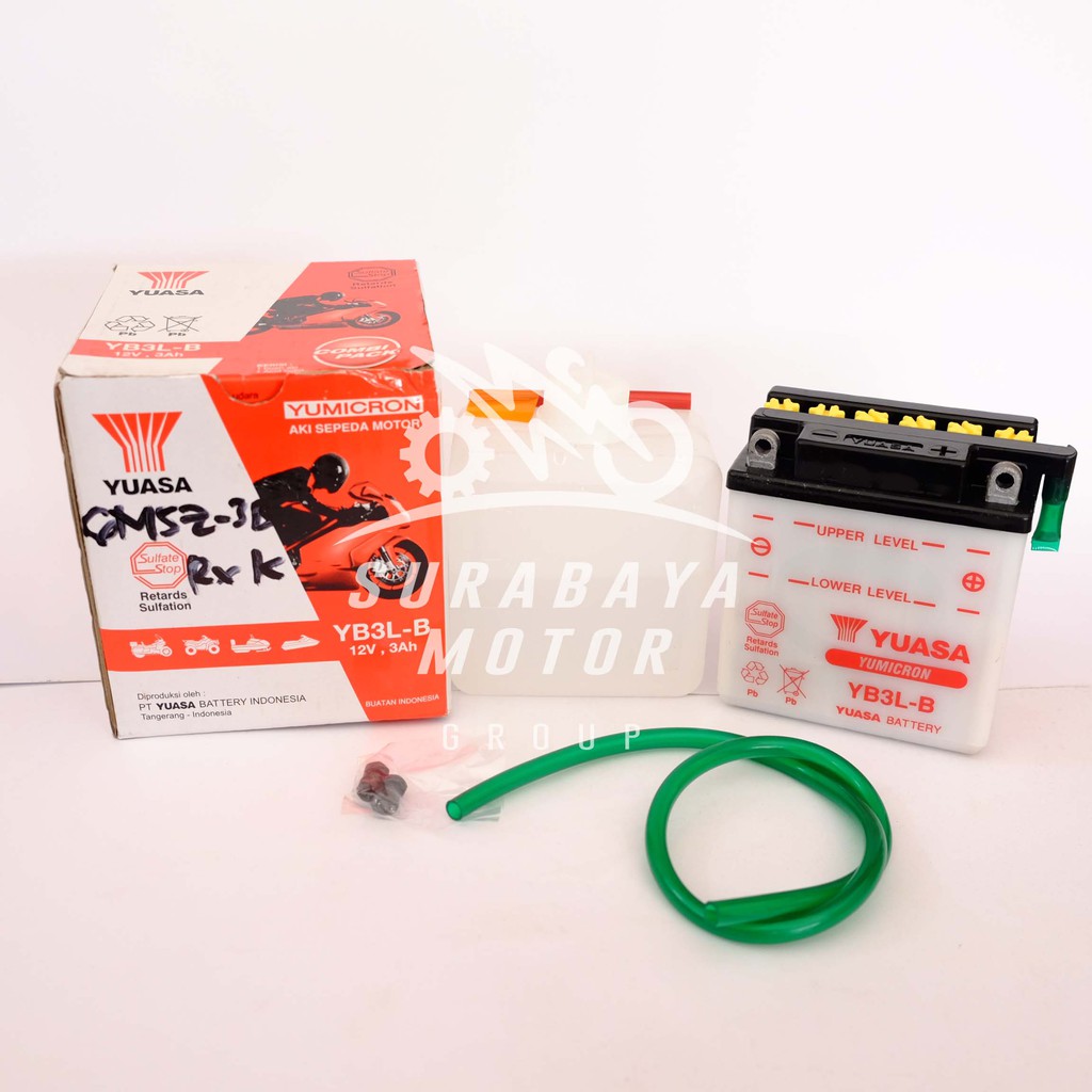 Aki Motor Yuasa YB3L-B Basah RXKing RX King RXK YB3LB GM3-3B 12V 3Ah 3 Ampere Accu Yamaha Original