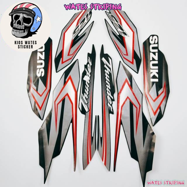 Striping Decal Polet Sticker suzuki thunder 125 hitam 2009 2010 list body motor standar berkualitas 