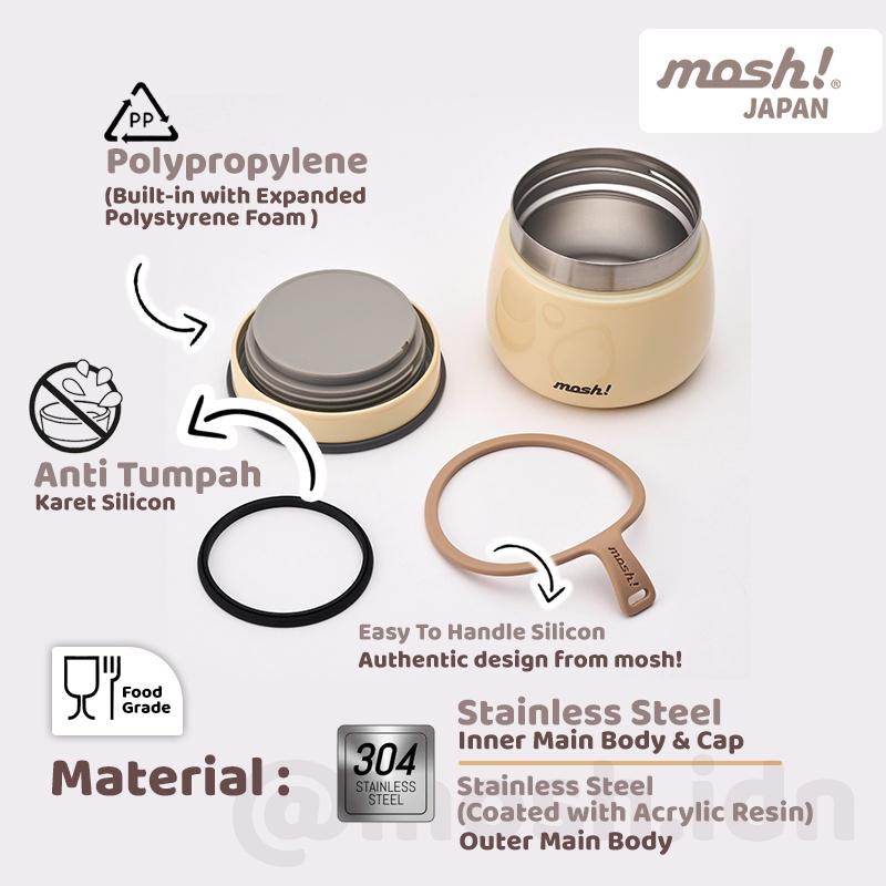 Mosh Straw Latte Tumbler 480ML BLACK &amp; Mosh Food Pot 350ML IVORY