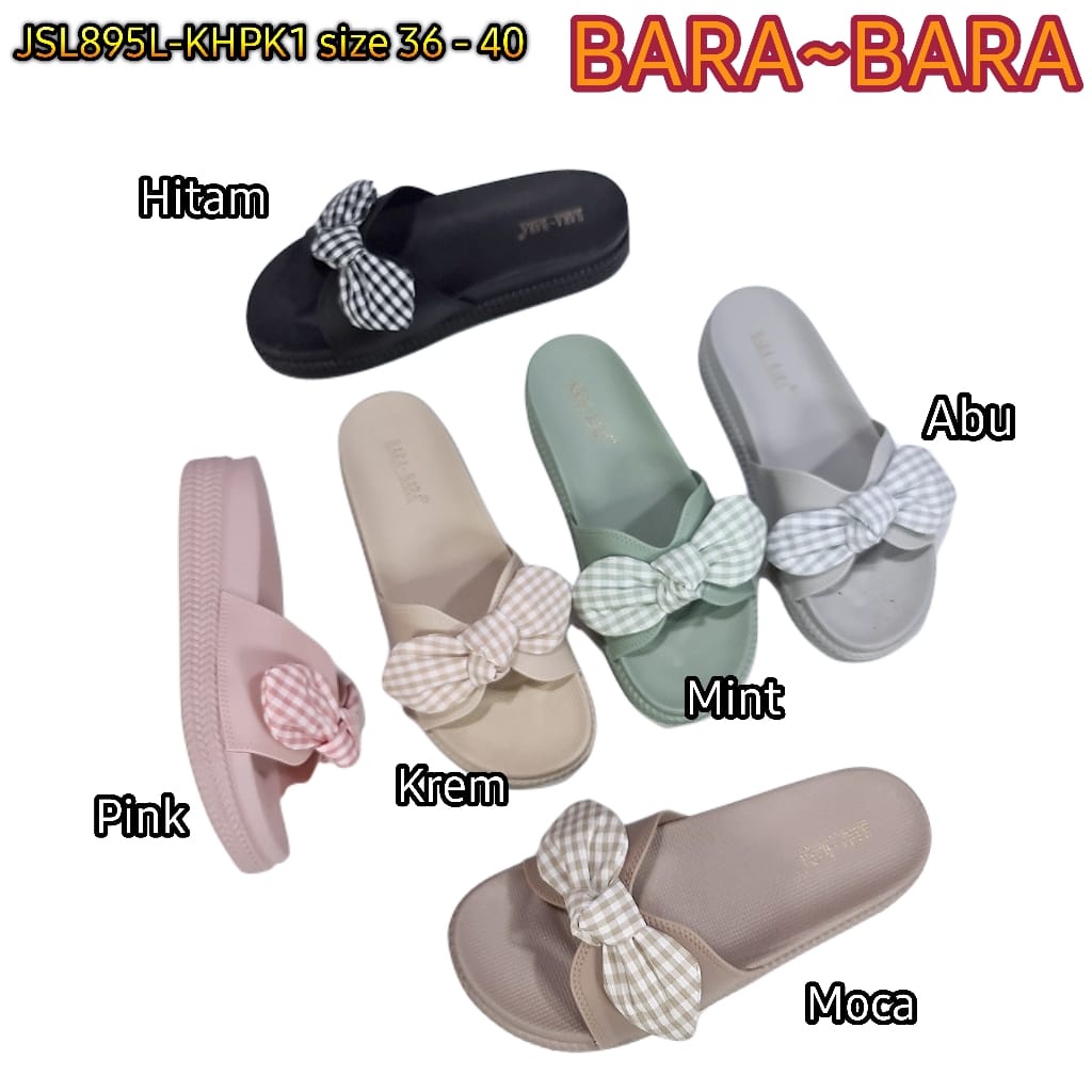 BARA BARA ORIGINAL jelly sandal karet empuk murah wanita barabara import pita kain cewek JSL895L-KHPK1