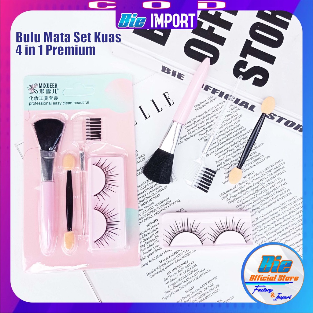 4 in 1 Bulu Mata Palsu Set Eyes Brush Make Up Premium Impor Best Seller