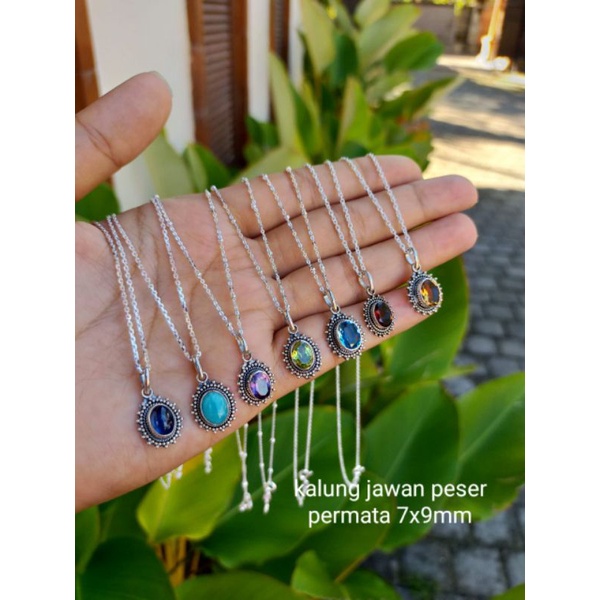 Kalung Perak Peser Permata