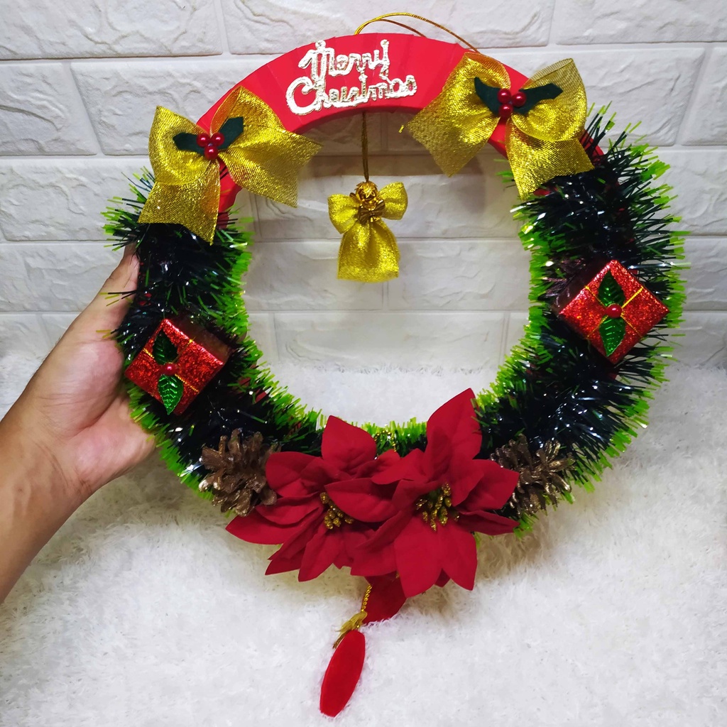 ( Diameter 30 cm ) Fancy Wreath Exclusive - Gantungan Hiasan Dekorasi Natal