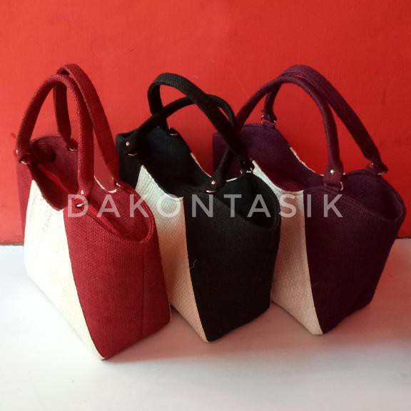 DT-1729 Tas Sangsang Bahan Goni Ceper untuk Bahan Decoupage Khas Tasikmalaya