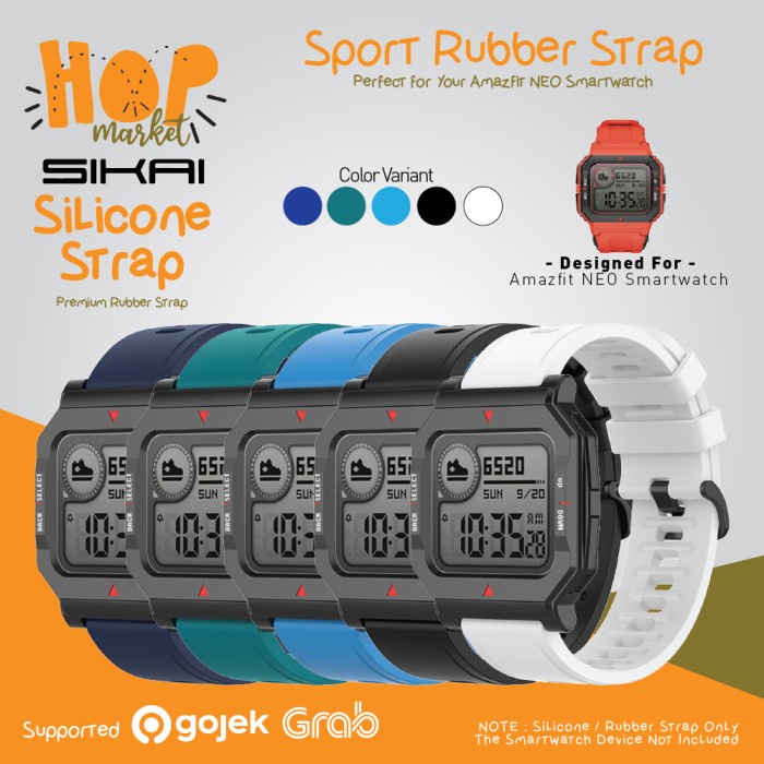 SIKAI Silikon Strap for Amazfit NEO (Tali Jam Silicon Rubber Silicone) - BLACK