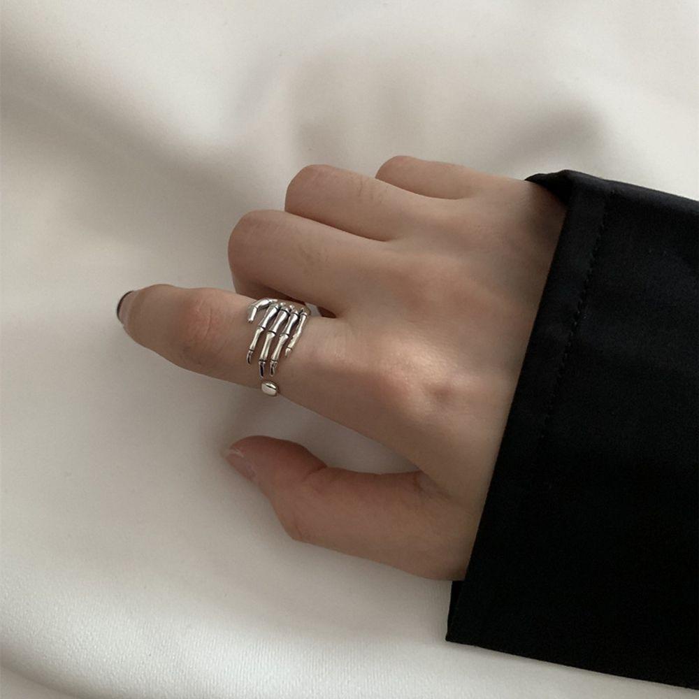 NEEDWAY Wanita Pembukaan Cincin Hadiah Lucu Untuk Pria Gothic Hantu Paw Adjustable Finger Jewelry