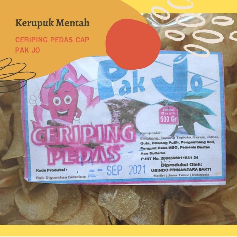 

500gr KERUPUK CERIPING PEDAS CAP PAK JO / KERUPUK MENTAH / KERUPUK GORENG 500 GRAM