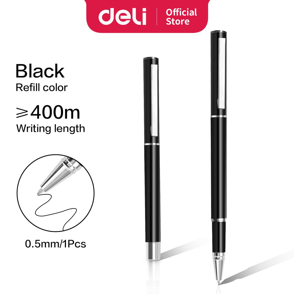 

Deli gel pen 0.5mm bullet tip BLACK Smooth writing and comfortable grip S80