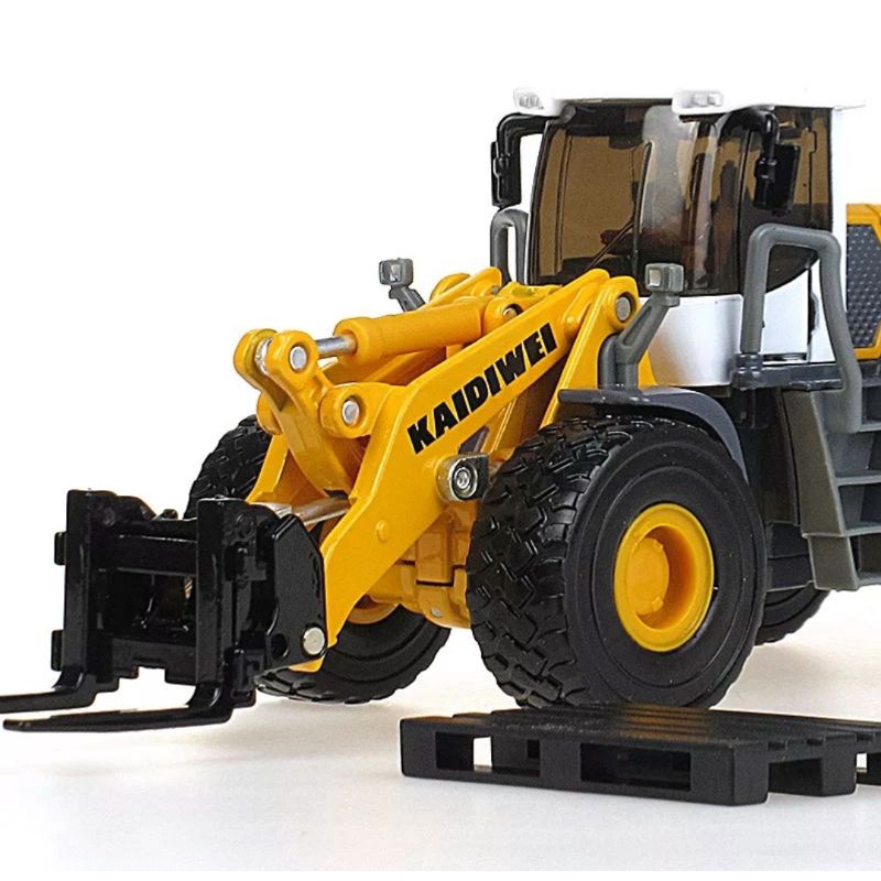 Miniatur Alat Berat KDW Forklift Loader Diecast Kaidiwei Skala 1:50