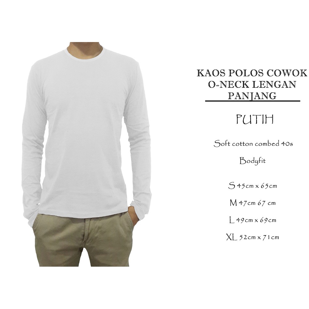 kaos polos lengan panjang cowok putih