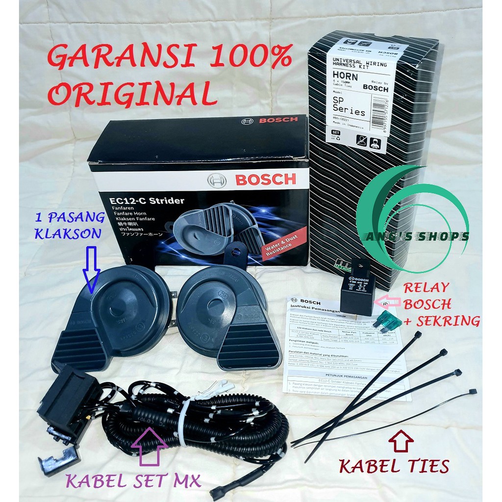 KLAKSON KEONG BOSCH WATERPROOF TAHAN AIR + KABEL RELAY SET BOSCH ORIGINAL