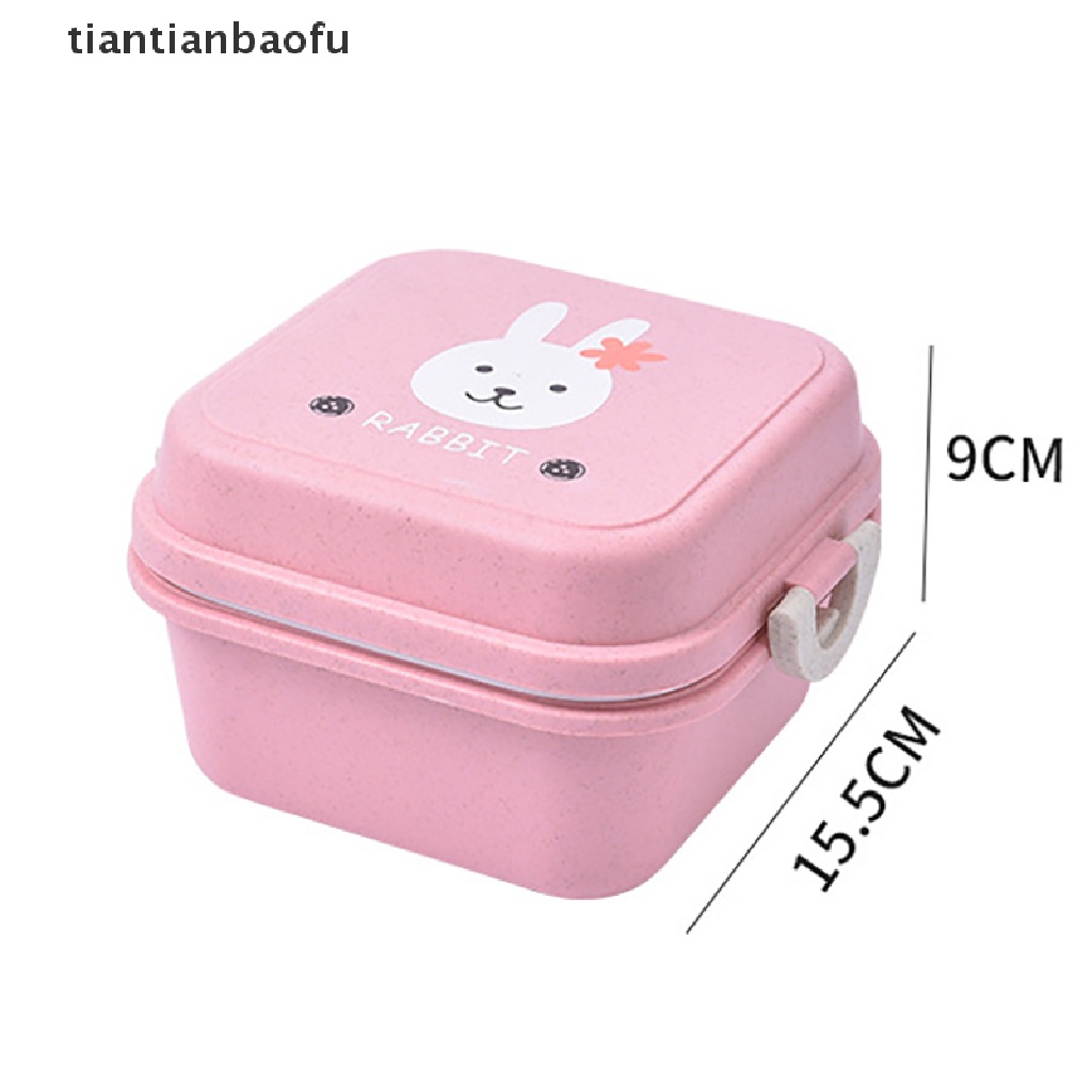 Kotak Makan Siang Bento Mini Lapis Ganda Bentuk Bulat Desain Hewan Gaya Jepang Untuk Anak