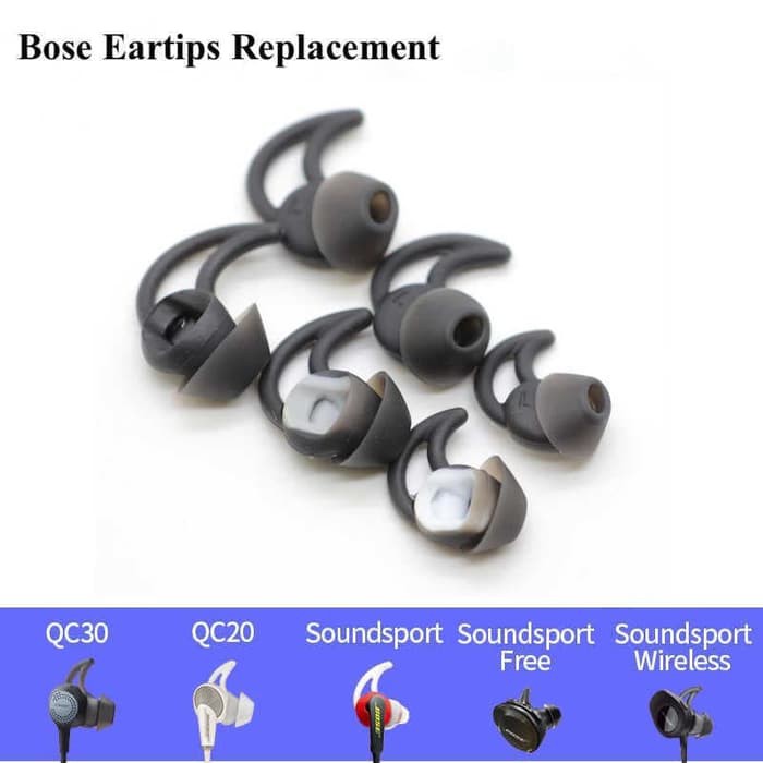 Silicone Gel Eartips For BOSE QC20 QC30 Soundsport Free Pulse 3 Pair