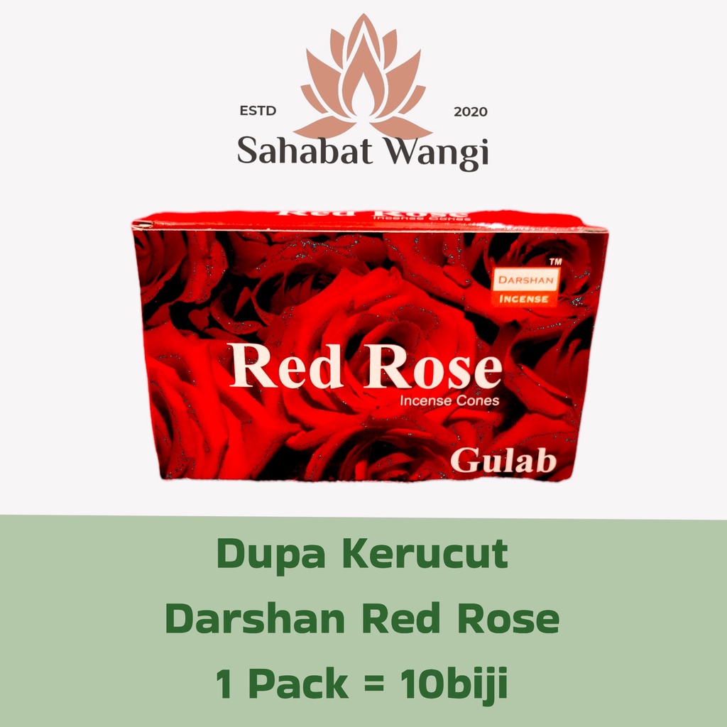 Hio Dupa Kerucut Cone India Darshan Red Rose 1 Pack