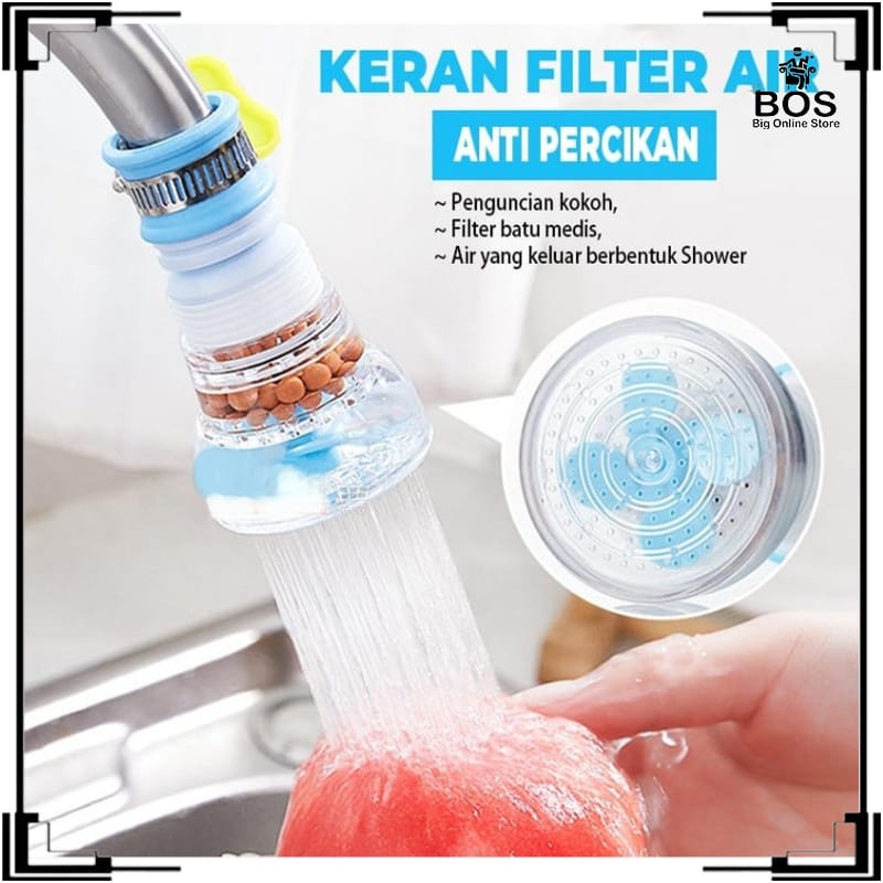 BOS - Sambungan Kran Flexible Irit Air +Krem | Anti Splash Shower Head Saringan Kecil