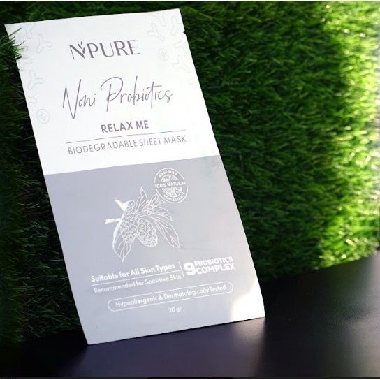 BPOM Npure Noni Probiotics Relax Me Biodegradable Sheet Mask Masker Wajah Muka