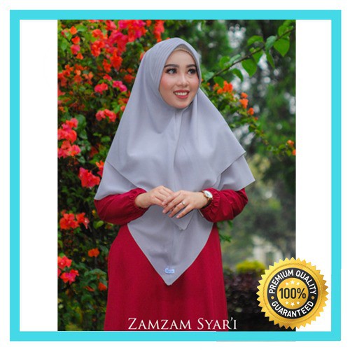 Hijab Khimar Jilbab Syari Diamond Dua Layer Premium Antem Warna Hitam - Abu silver - maroon - Navy