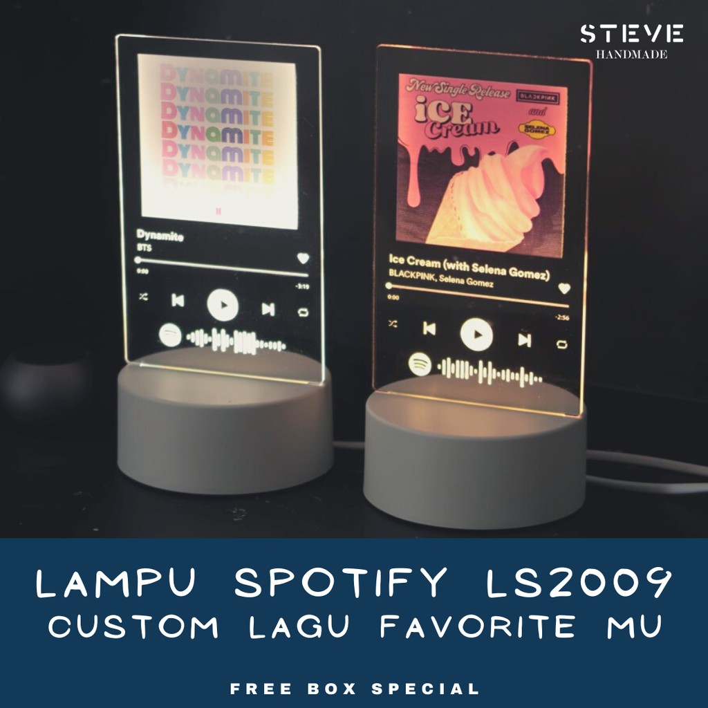 Lampu Tidur  LED Akrilik Free Custom Spotify  LS2009 Steve Handmade