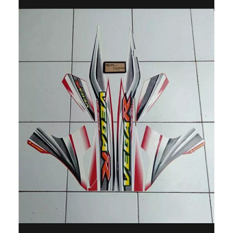 striping Yamaha Vega r lama tahun 2005 putih merah
