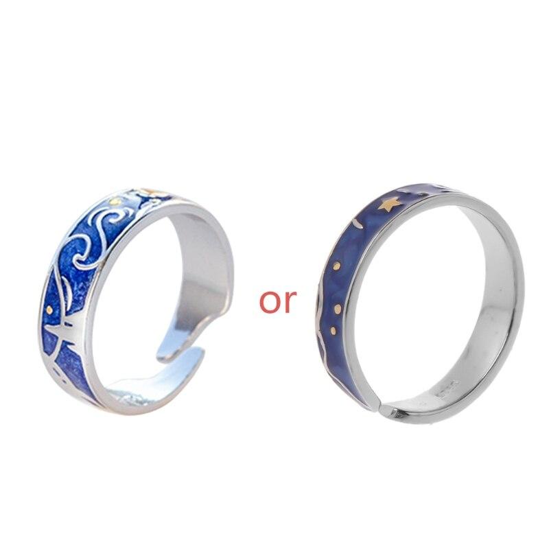 Creative Van Gogh Starry Sky Open Lover Fashion Rings Personality Romantic Men Women Couple Jewelry Couples Rings Gift