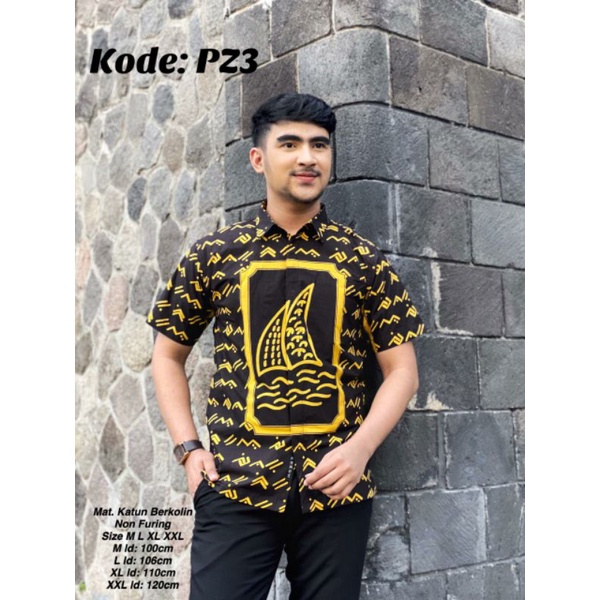 BATIK KODE PZ4 & PZ5 | LONTARA | Kemeja Batik Pria By BATIK LANANG - Batik Khas Makassar
