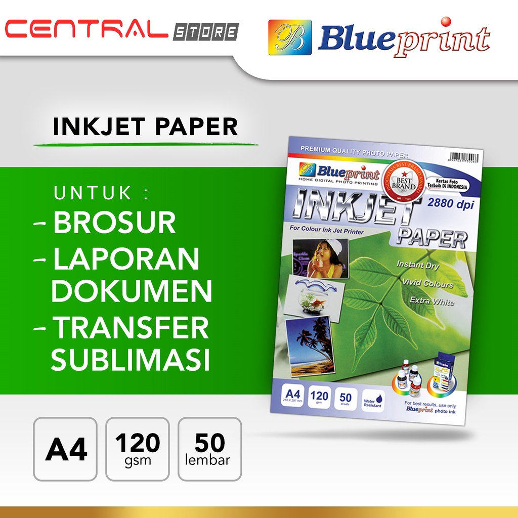 

Photo Paper BLUEPRINT A4 120 gsm 50 Lembar Kertas Foto Inkjet