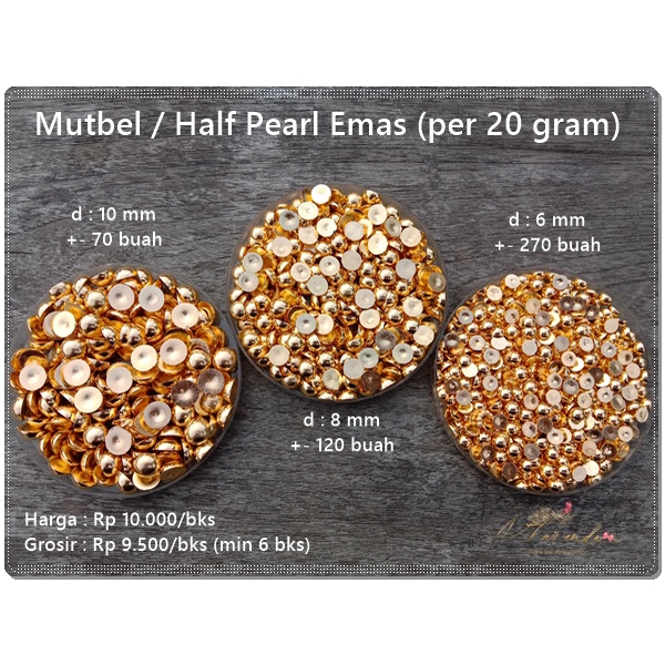 MTRS-21 : Mutiara Belah / Half Pearl Emas (per 20 gram)