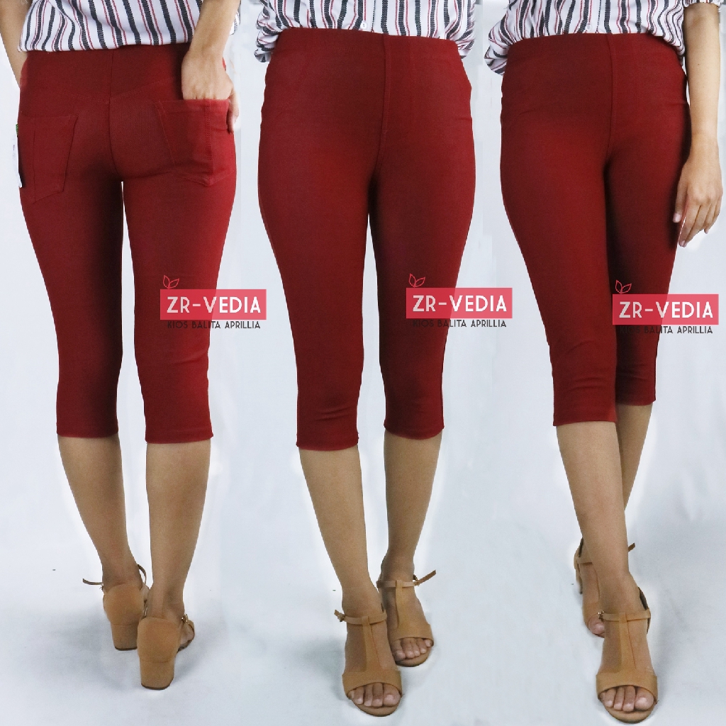 Jegging Laudya fit to XXL / PREMIUM Panjang 3/4 Polos Fashion Import Denim Semi Jeans Tebal Pendek