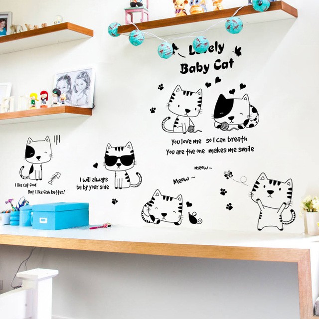 Reliza Wall Sticker LOVELY BABY CAT Kucing Stiker Dinding LDR8367