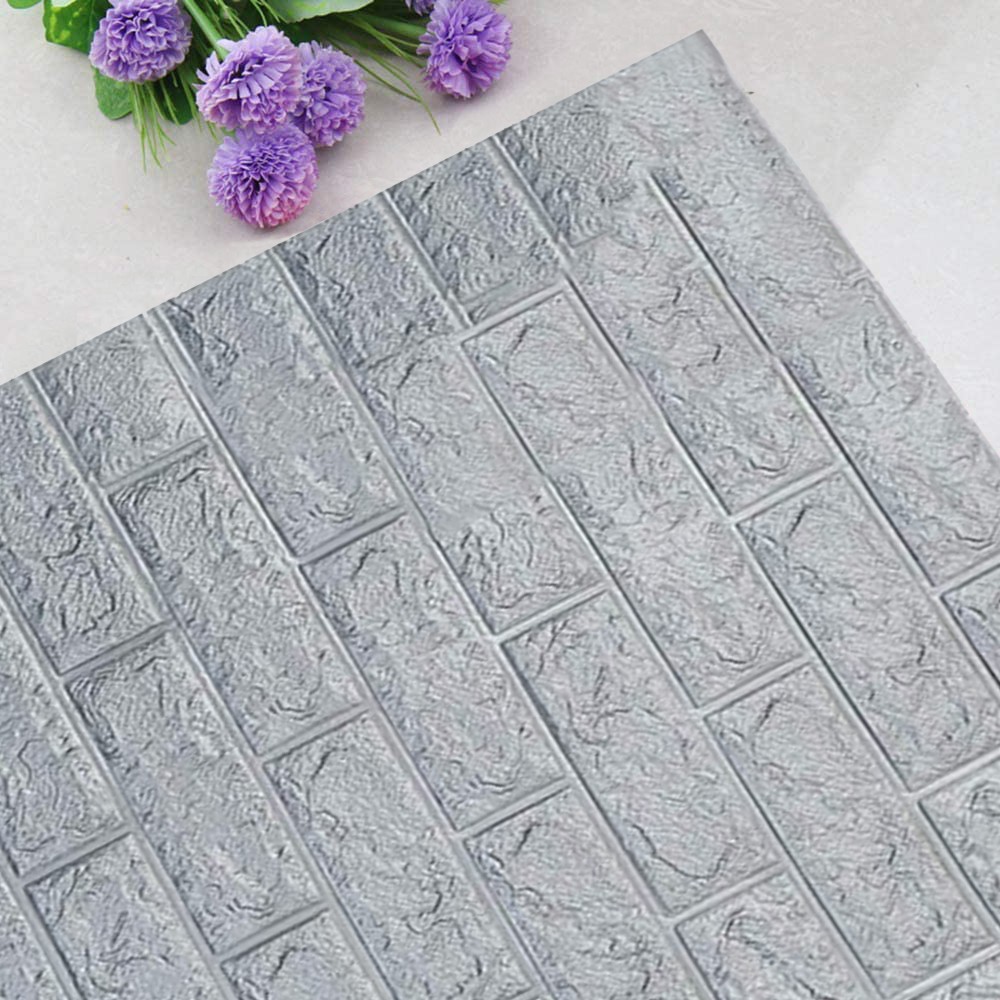 WALLPAPER BATU BATA 3D FOAM PANEL WALLFOAM 70X77 CM·HIGH QUALITY STIKER DINDING KERTAS DINDING BATA-abu-abu
