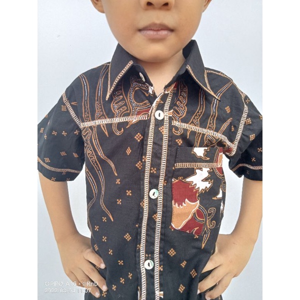 Batik Anak Laki Laki Lengan Pendek 3 4 5 Th Katun Primis Kemeja Hem#Baju Batik Anak Cowok Modern#Bat