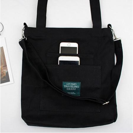 Terbaru Tote Travel Saku 2 Polos Tote Bag