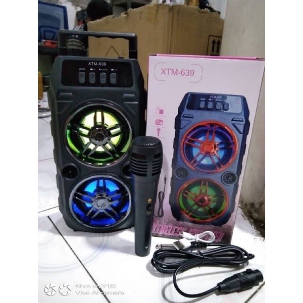 Promo Terbaru!!! Speaker Portable XTM-639 Bluetooth Super Bass MP3 Player USB Radio Free Microphone