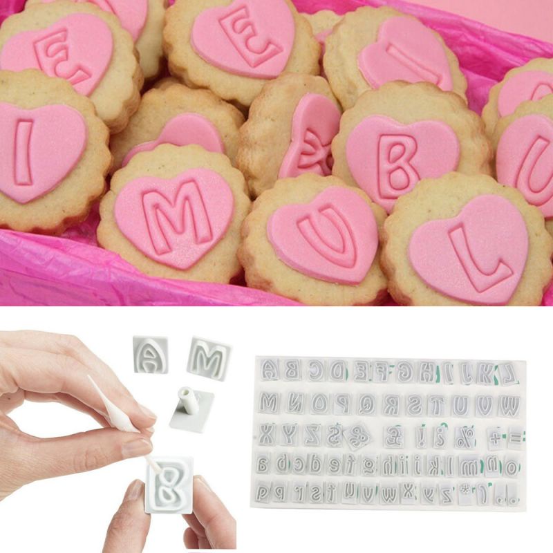 Cetakan Huruf Fondant 64pcs / Cetakan Fondant Alphabet Besar Kecil / Cetakan Angka Fondant