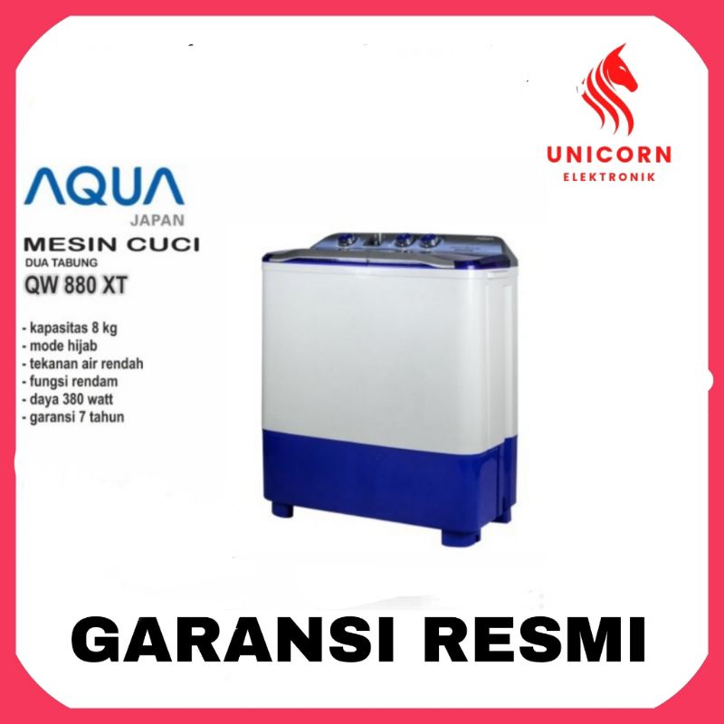 MESIN CUCI 2 TABUNG AQUA JAPAN QW 880XT 8KG HIJAB SERIES/MESIN CUCI AQUA JAPAN HIJAB SERIES 8KG QW88