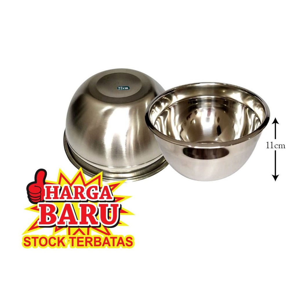Tempat Makan Minum Stainless Bowl 22cm x 11cm