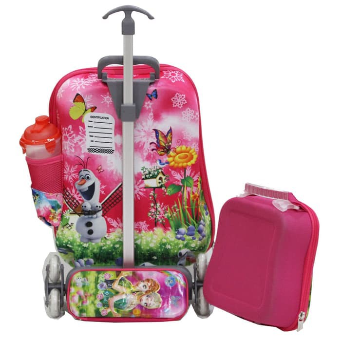 Berkualitas NEW TAS LAMPU  MUSIC Trolley 6 Roda 4in1 FROZEN Pelangi 5D Hologram MM Terkece