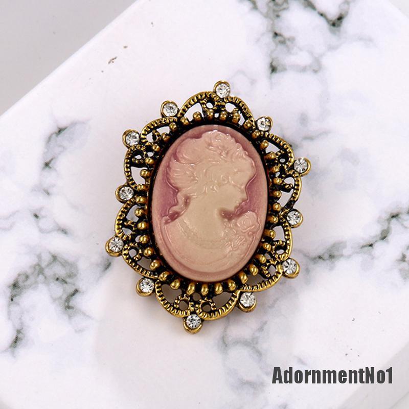 (Adornmentno1) Pin Bros Bunga Cameo Hiasan Kristal + Berlian Imitasi