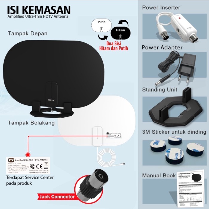 PX UDA-3200A Antena TV Digital Indoor DVB-T2 + Booster - GARANSI RESMI