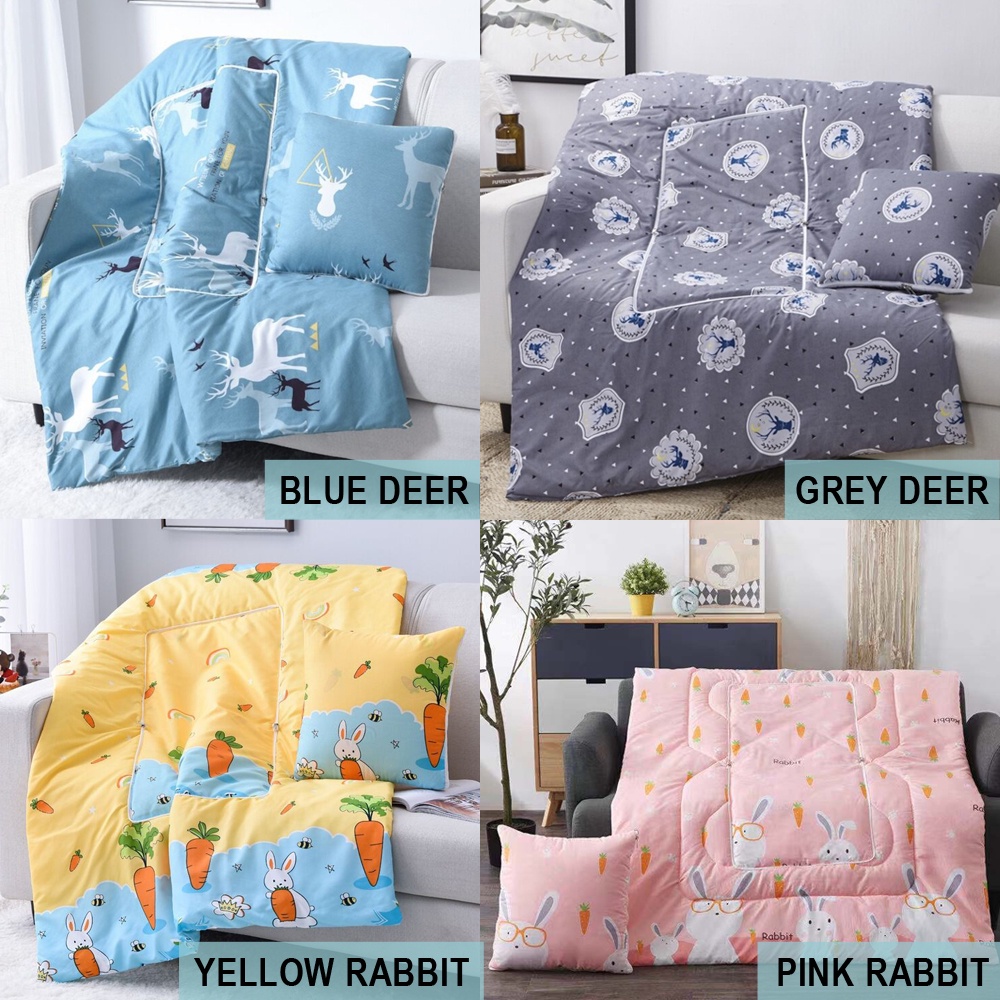 Bantal Selimut Balmut 2 in 1 Bedcover Lipat Motif Anak / Dewasa Travel