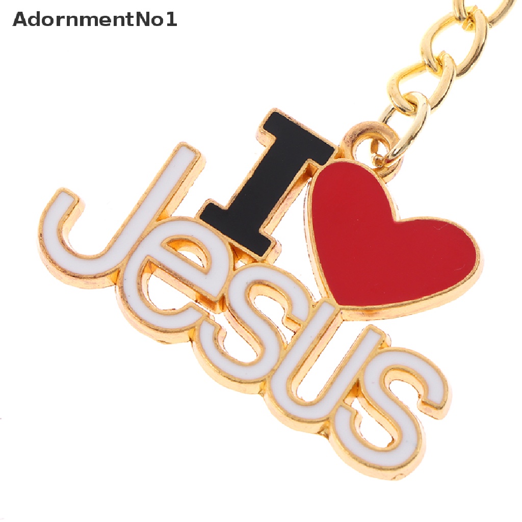 (AdornmentNo1) 1pc Gantungan Kunci Mobil Motif Tulisan I Love Jesus