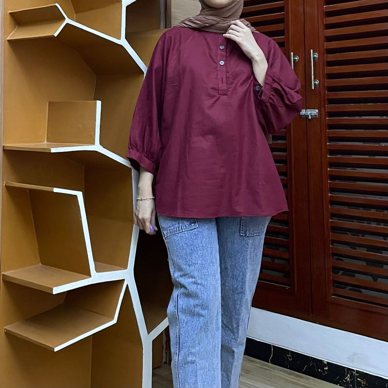 linen blouse atasan linen wanita