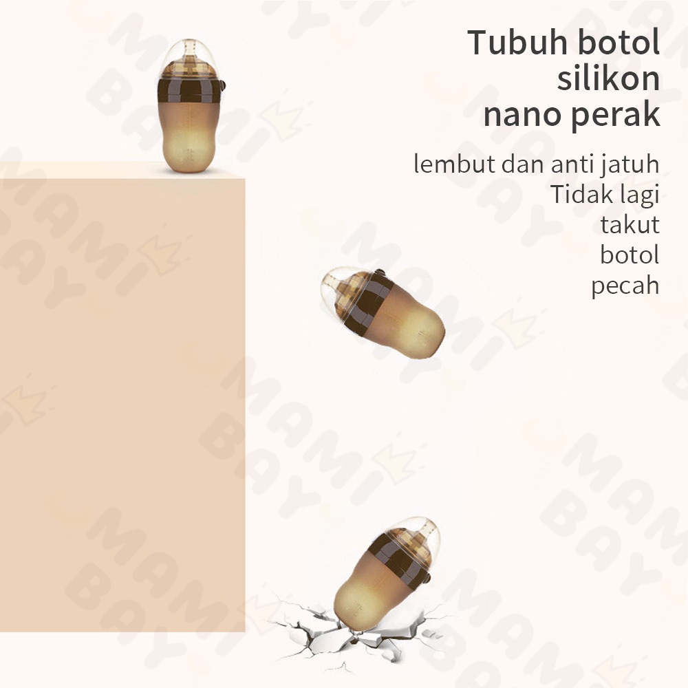 OKEYI PIKO BELLO botol susu bayi cokelat silikon lembut botol bayi dengan sedotan lembut