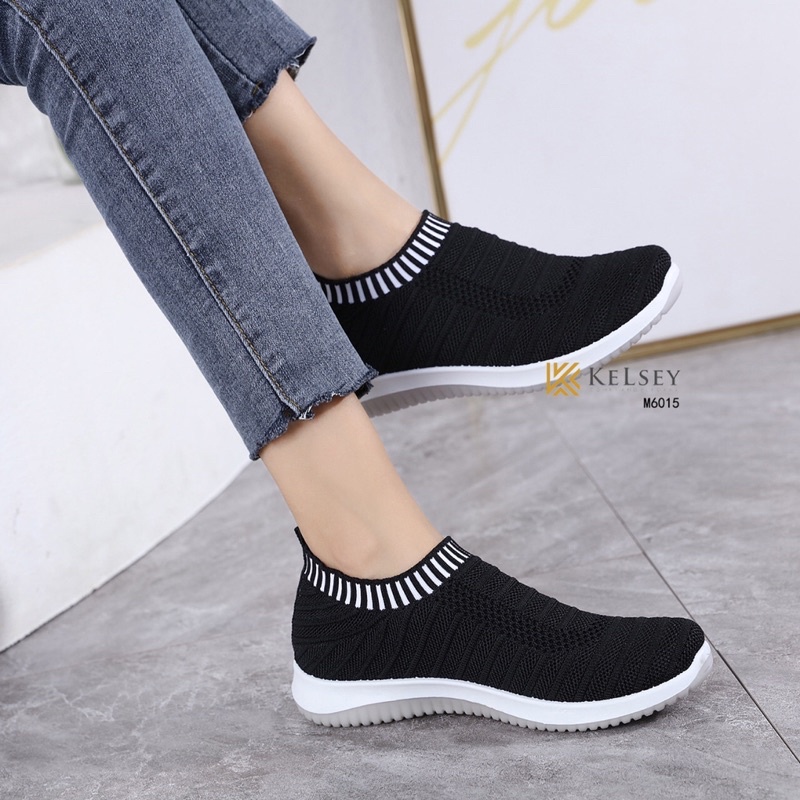 Nicole Sepatu Sneakers  Flyknit Shoes 4cm Wanita Kelsey M6015