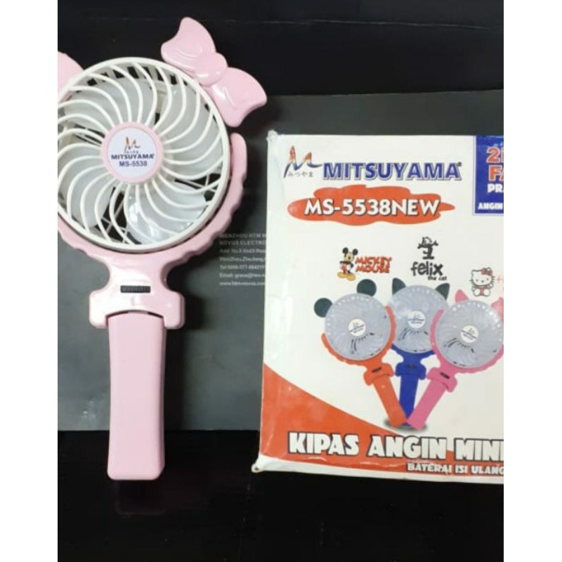 Kipas Angin Tangan Mini Fan Portable Mitsuyama Karakter Gagang Murah Cas Recharger Ms5538